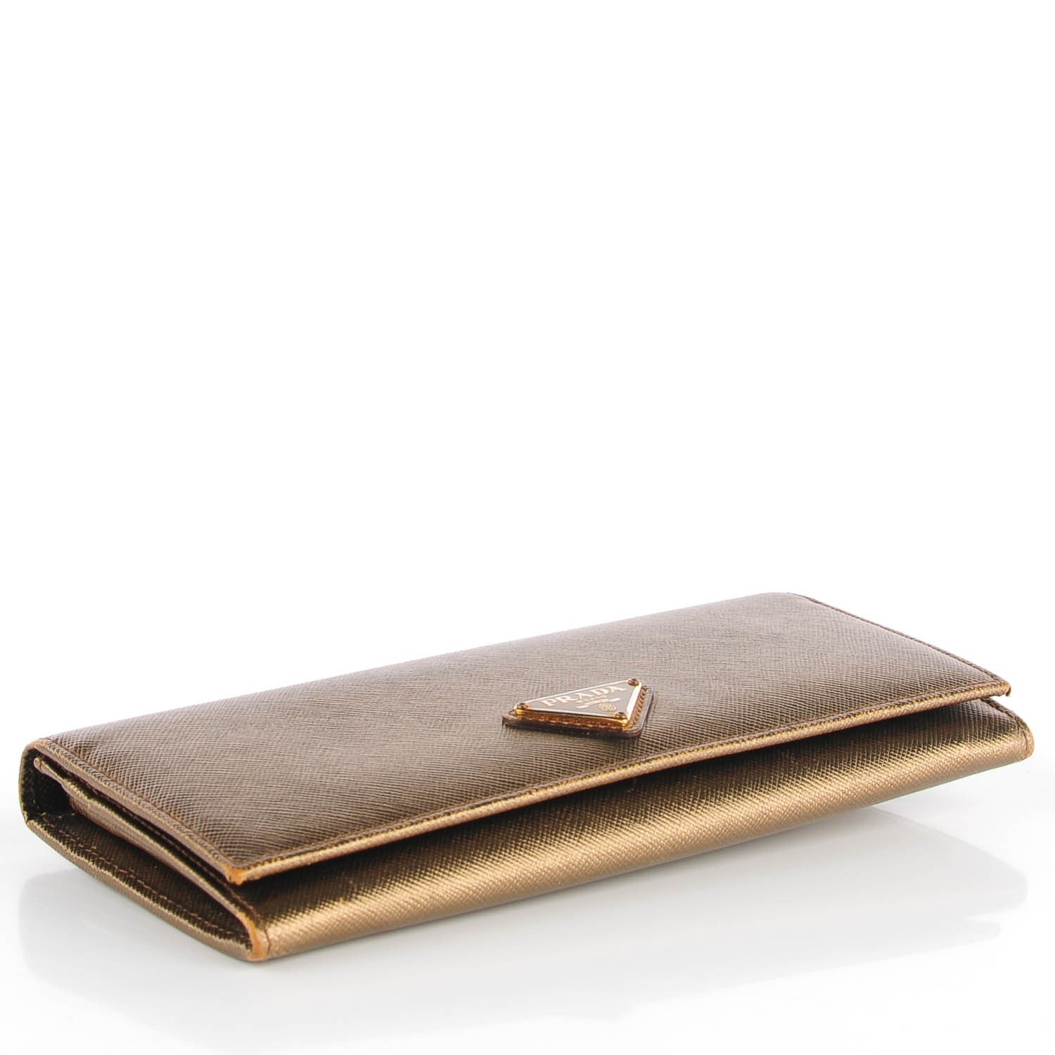 Prada Saffiano Triangle Continental Flap Wallet Bronzo 7 of 12