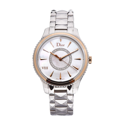 Christian Dior Stainless Steel 18K Rose Gold Diamond Mother of Pearl 32mm Dior VIII Montaigne Quartz Watch 1 of 6