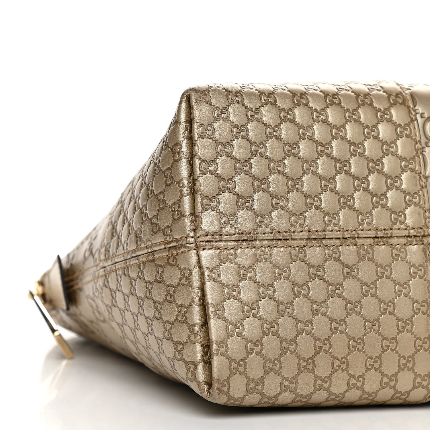 Gucci Metallic Guccissima Medium Bree Shoulder Bag Golden Beige 9 of 11
