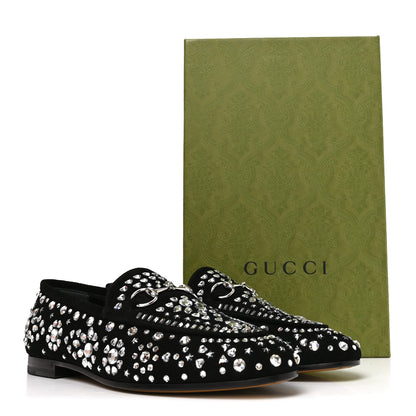 Gucci Kid Scamosciato Crystal GG Monogram Jordaan Loafer 37.5 Black 9 of 9