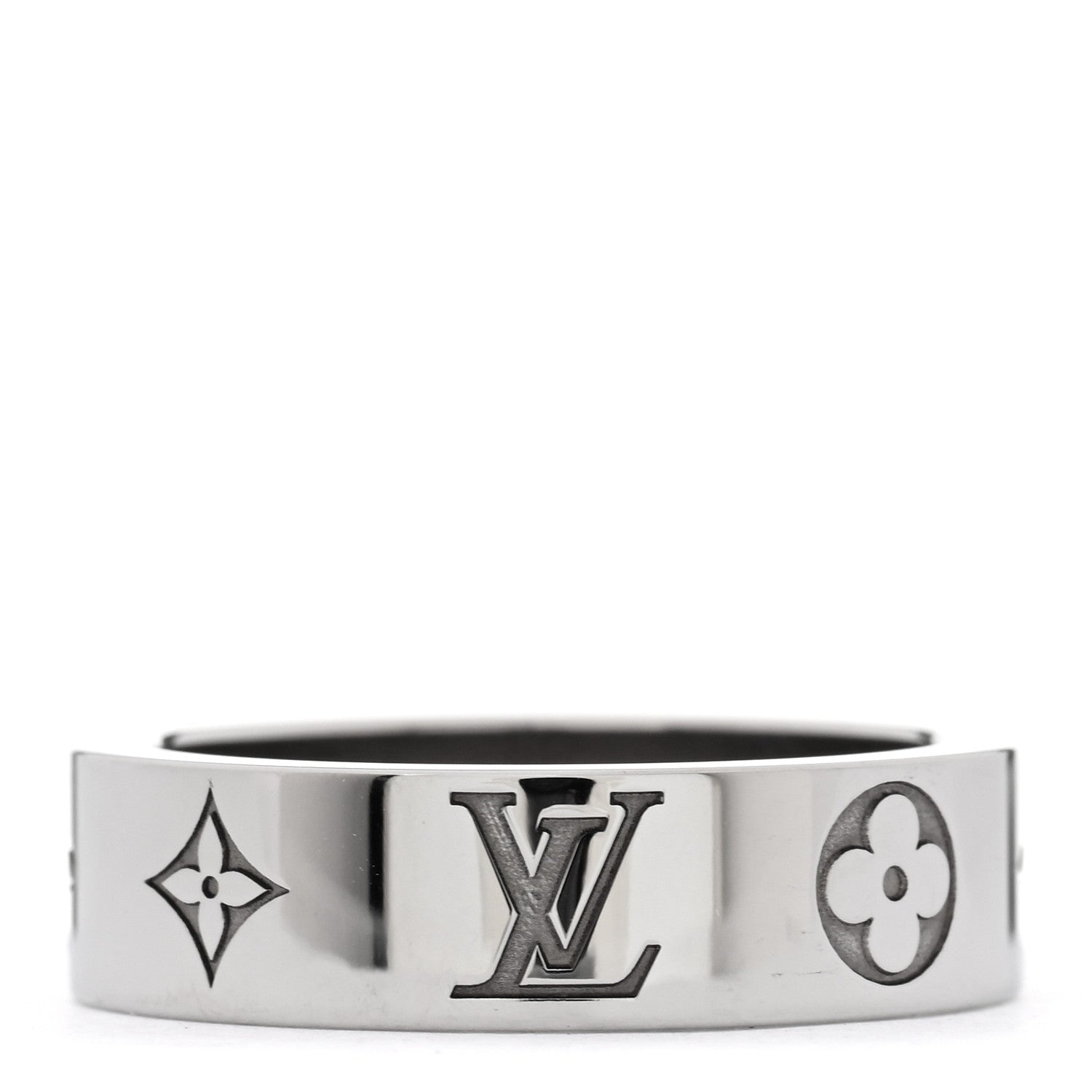 Louis Vuitton Brass Monogram Mosaic Ring M Silver 3 of 5