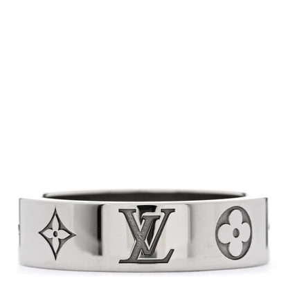 Louis Vuitton Brass Monogram Mosaic Ring M Silver 3 of 5