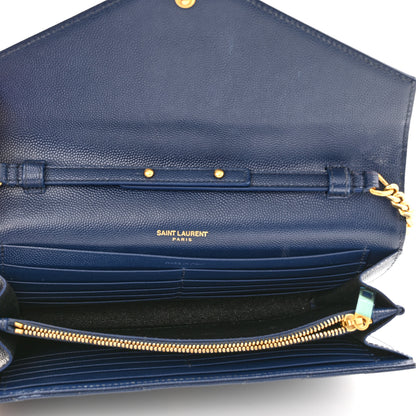 Saint Laurent Grain De Poudre Matelasse Chevron Monogram Chain Wallet 4 of 10