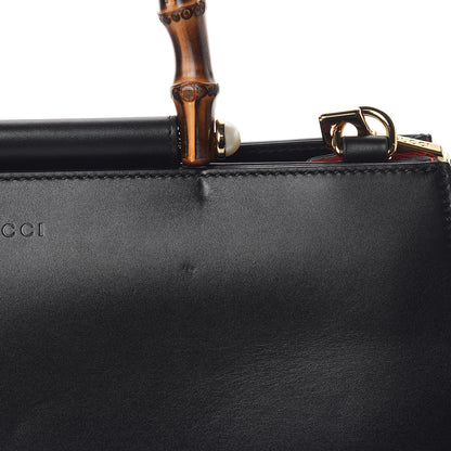 Gucci Nappa Bamboo Web Medium Nymphaea Top Handle Bag Black 11 of 12