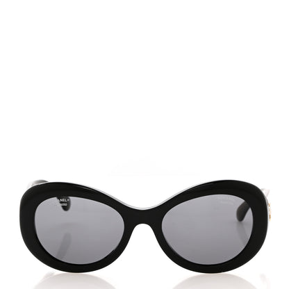 Chanel Acetate Polarized Oval CC Sunglasses 5469-B Black 2 of 8