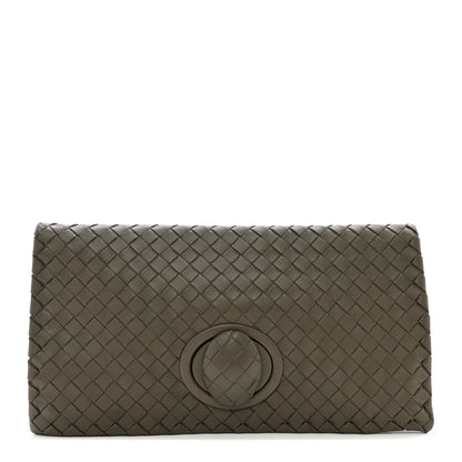 Bottega Veneta BOTTEGA VENETA Nappa Intrecciato Turnlock Clutch New Steel 1 of 9
