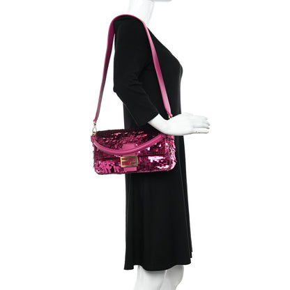 Fendi Sequin Paillettes Vitello Grace Sex and the City Baguette Ciclamino Pilar 2 of 9