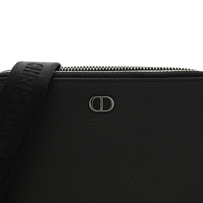 Christian Dior Grained Calfskin CD Icon Zipped Pouch With Strap Black 9 of 12