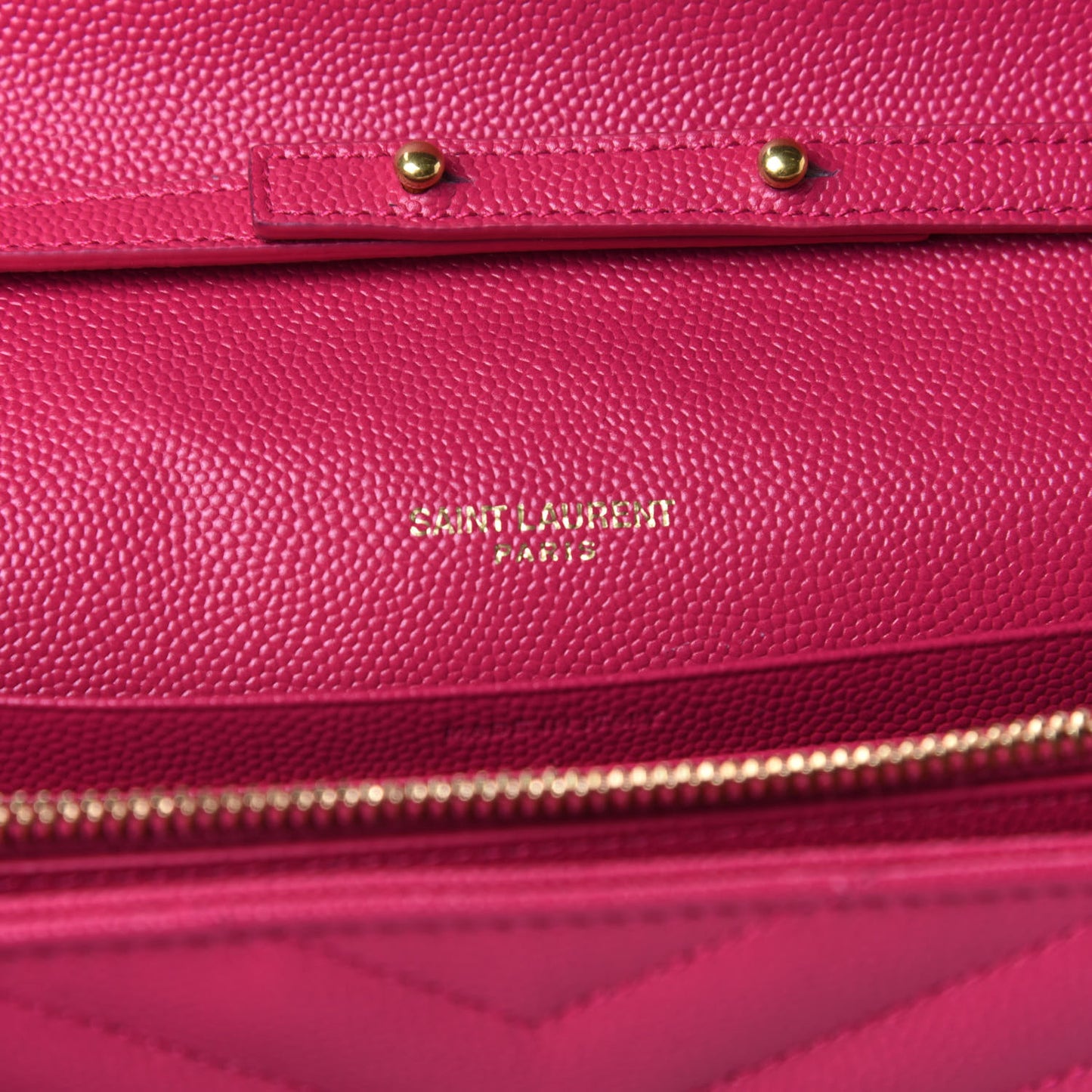 Grain De Poudre Matelasse Chevron Monogram Chain Wallet Fresh Fuchsia