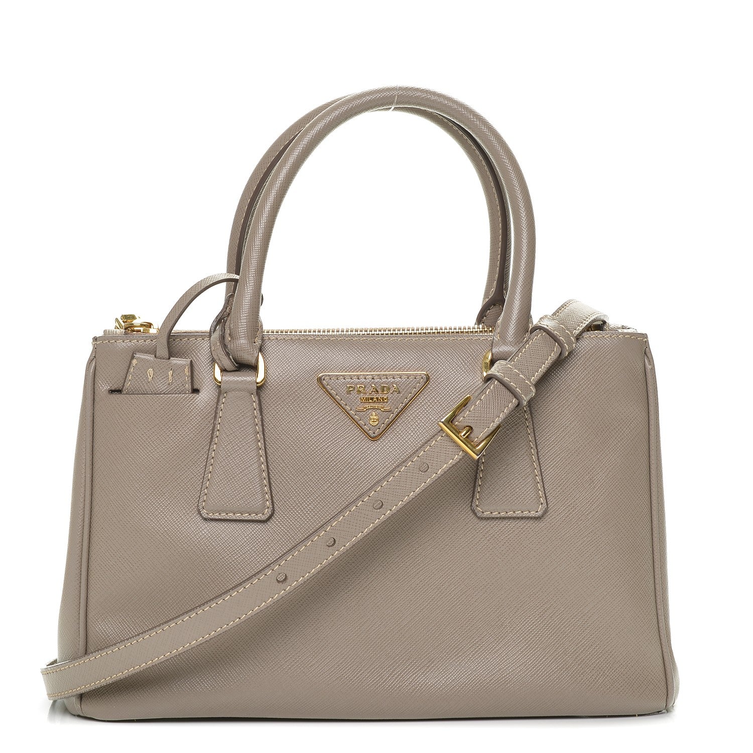 Prada Saffiano Mini Galleria Double Zip Tote Argilla 1 of 7