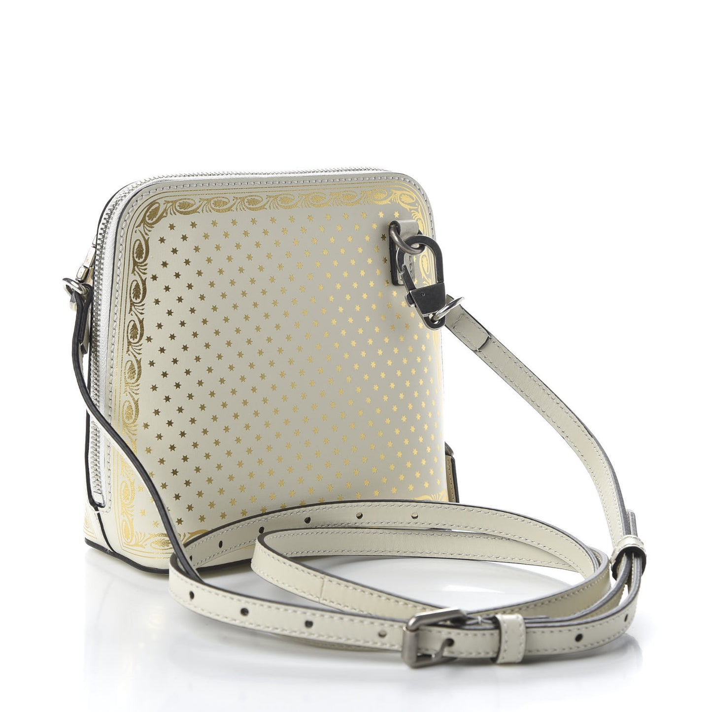 X SEGA Calfskin GUCCY Stars Mini Dome Shoulder Bag Mystic White Gold