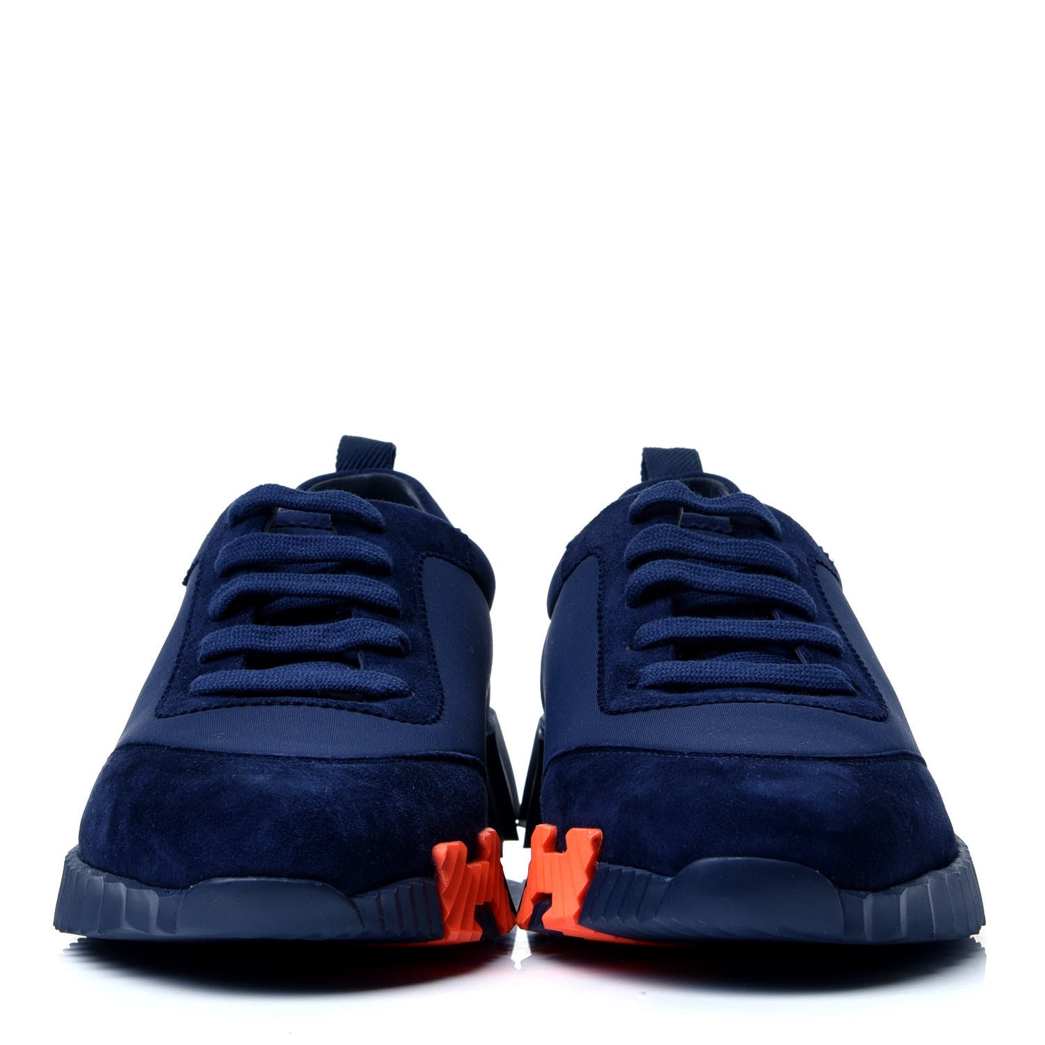 Hermes Technical Jersey Suede Goatskin Bouncing Sneakers 38.5 Marine 2 of 10