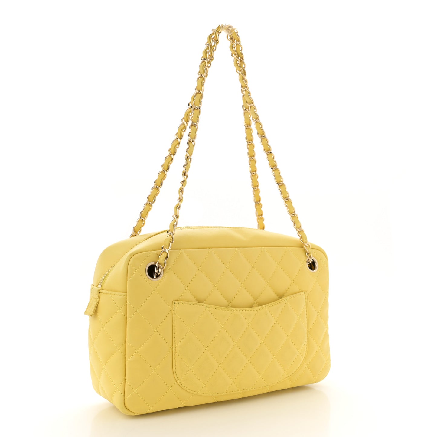 Calfskin Quilted Reissue Medium Camera Case  Yellow