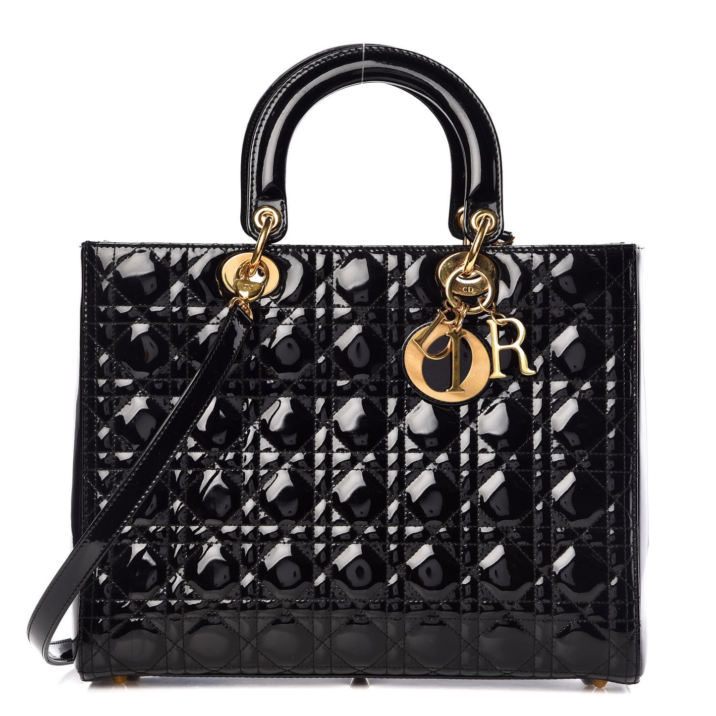 Patent Cannage Large Lady Dior Black