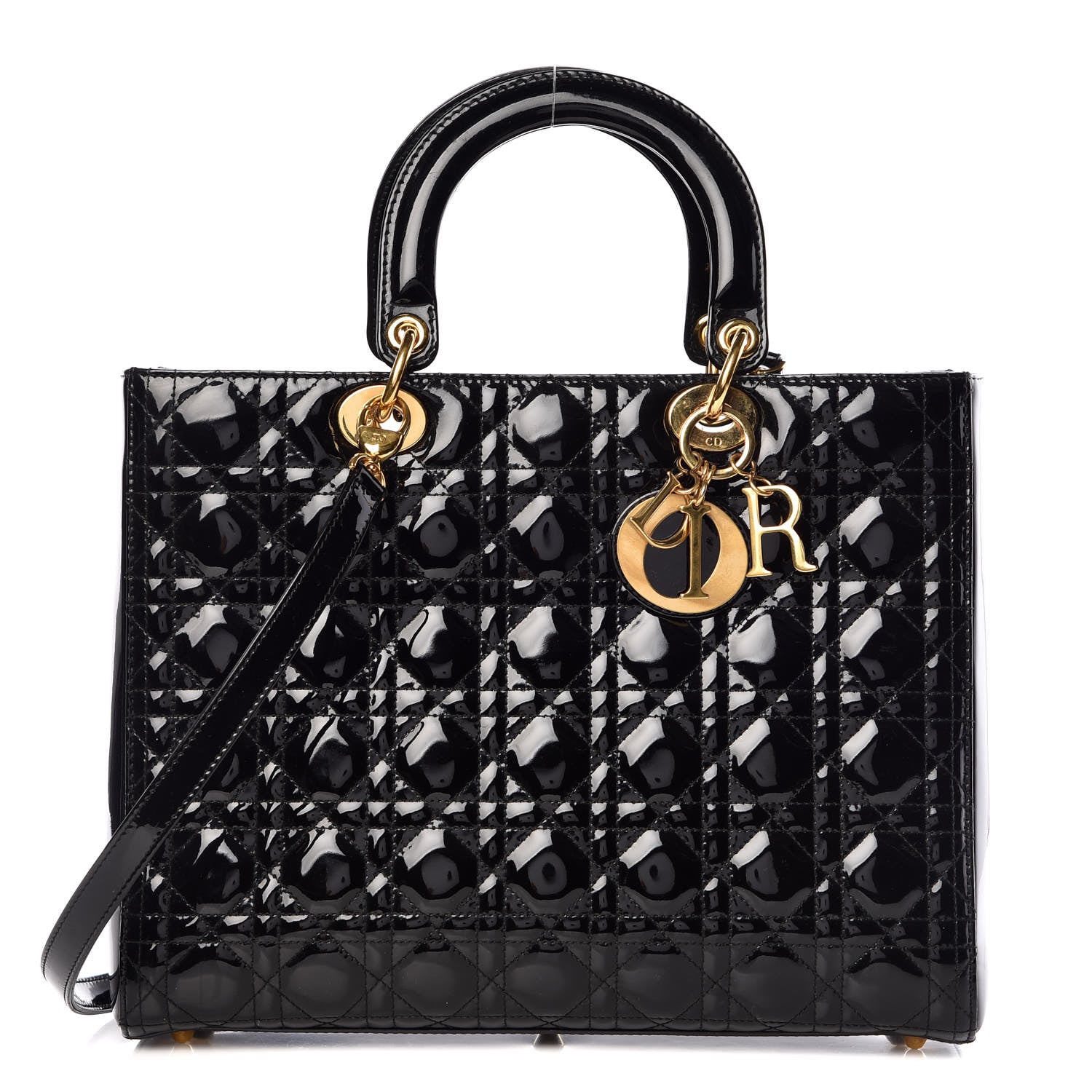 Christian Dior Patent Cannage Large Lady Dior Black 1 of 10