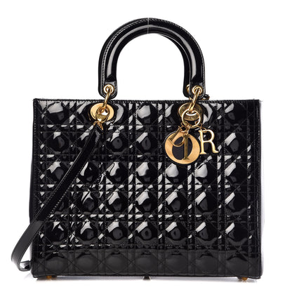 Christian Dior Patent Cannage Large Lady Dior Black 1 of 10