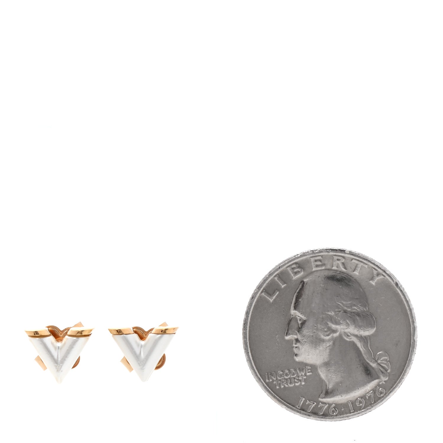 Louis Vuitton Pearl Essential V Stud Earrings Gold 2 of 4