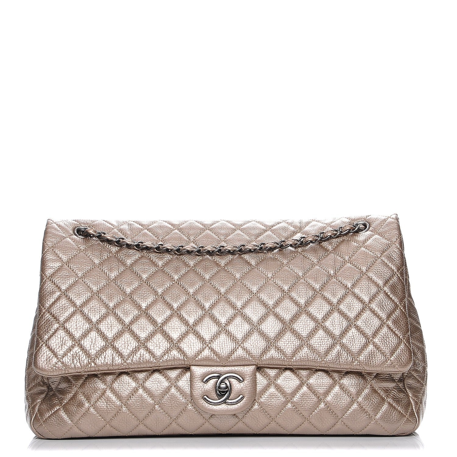 Chanel Metallic Calfskin Quilted XXL Travel Flap Bag Gold 1 of 8
