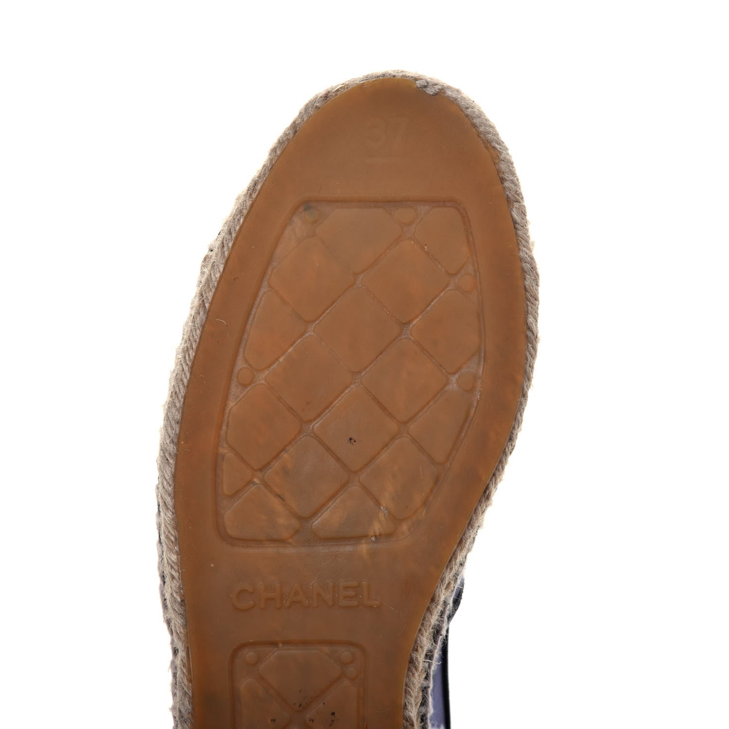Chanel Mesh Lambskin Check Print CC Espadrilles 37 Blue Black White 17 of 21