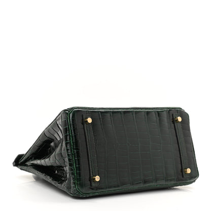 Hermes Shiny Porosus Crocodile Birkin 30 Vert Fonce 4 of 13