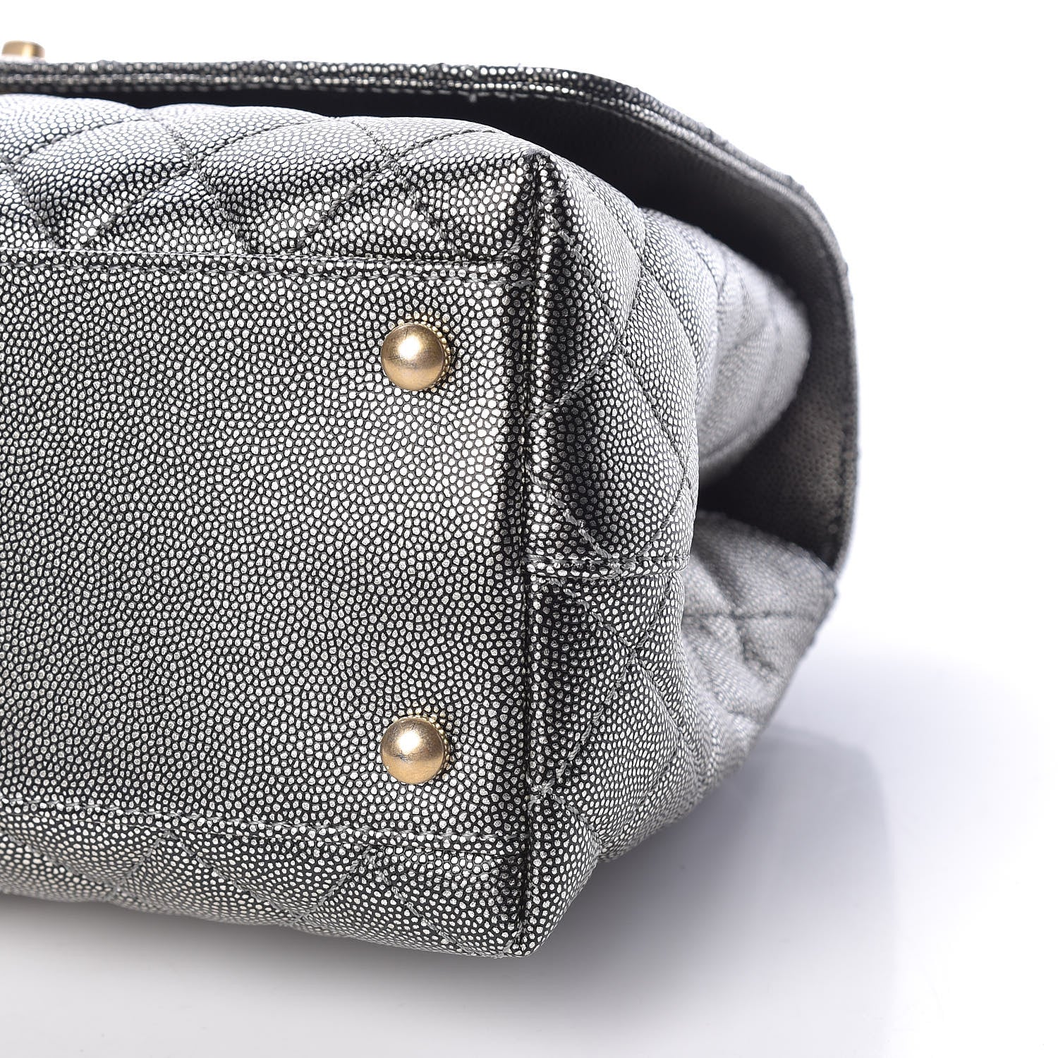 Chanel Metallic Caviar Quilted Small Coco Handle Flap Silver 10 of 14