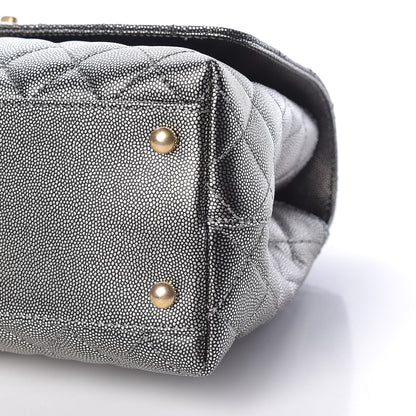 Chanel Metallic Caviar Quilted Small Coco Handle Flap Silver 10 of 14