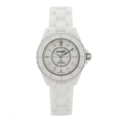 Chanel Stainless Steel Ceramic Diamond 38mm J12 Automatic Watch White 1 of 4