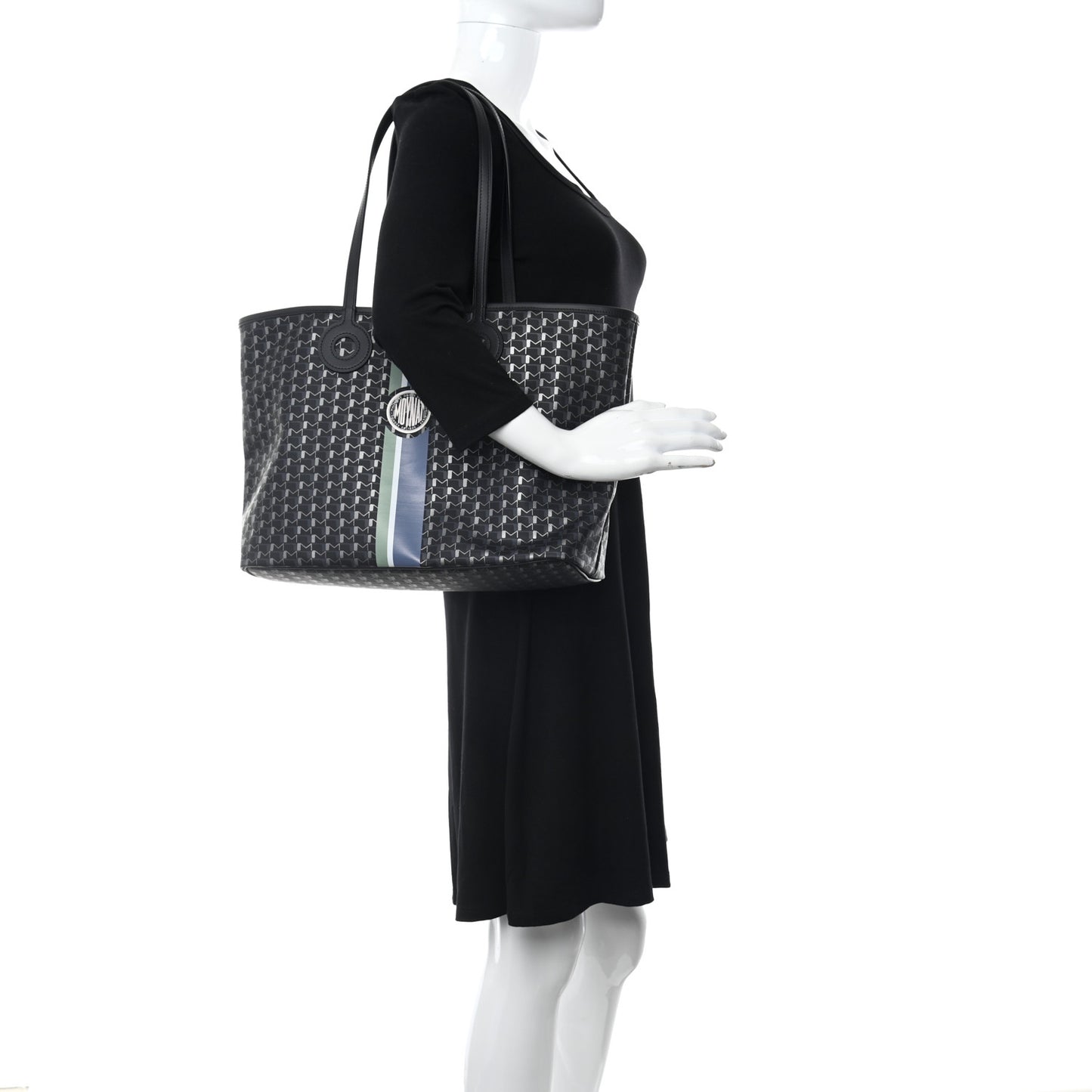 Grained Calfskin Canvas 1920 Oh! Tote Ruban MM Carbon Silver