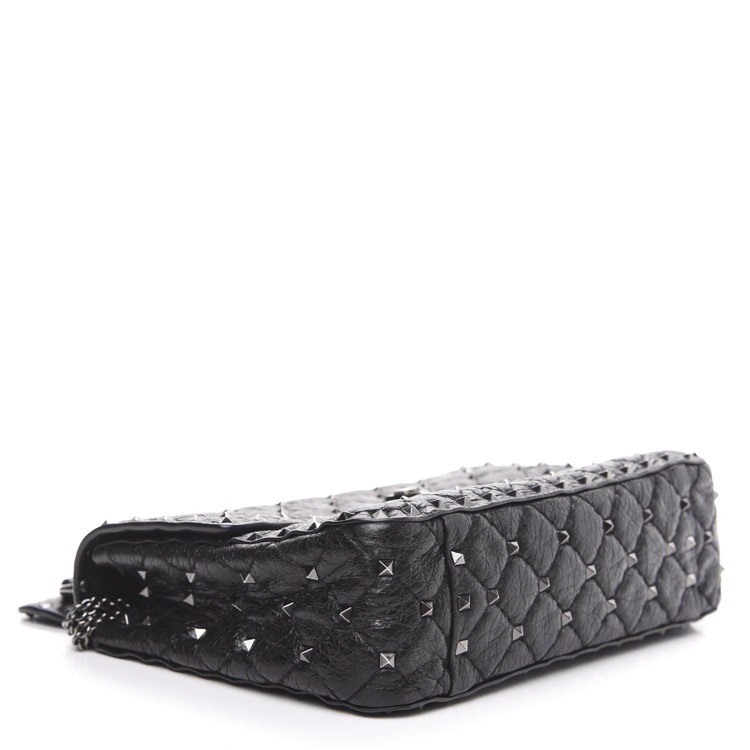 Valentino Garavani Craquele Nappa Medium Rockstud Spike Shoulder Bag Black 3 of 9
