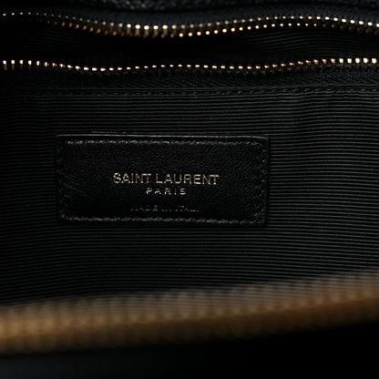 Saint Laurent Grain De Poudre Matelasse Chevron Monogram Shopping Bag Black 6 of 18