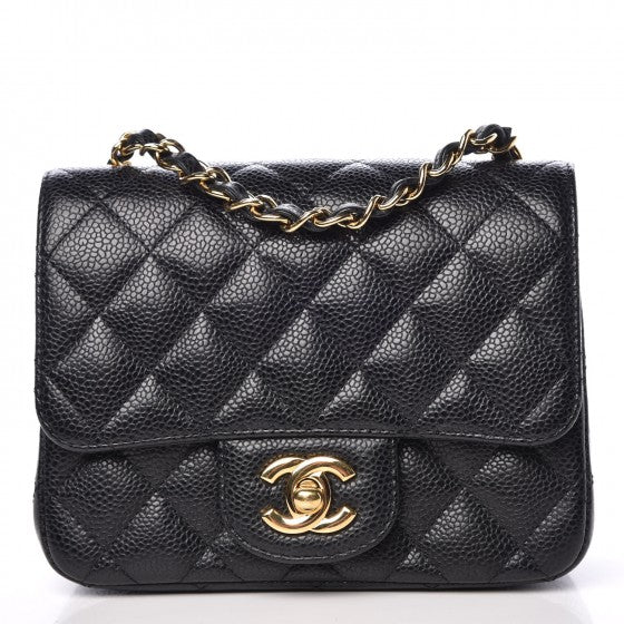Caviar Quilted Mini Square Flap Black