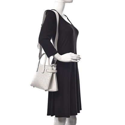 Burberry Calfskin Perforated Small Banner Tote Chalk White 3 of 10