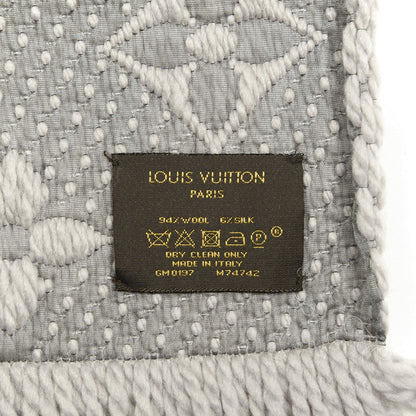Louis Vuitton Wool Silk Logomania Scarf Pearl Grey 3 of 3