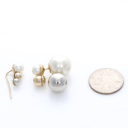 Christian Dior Pearl Mise En Dior Tri Double Tribal Earrings 2 of 7