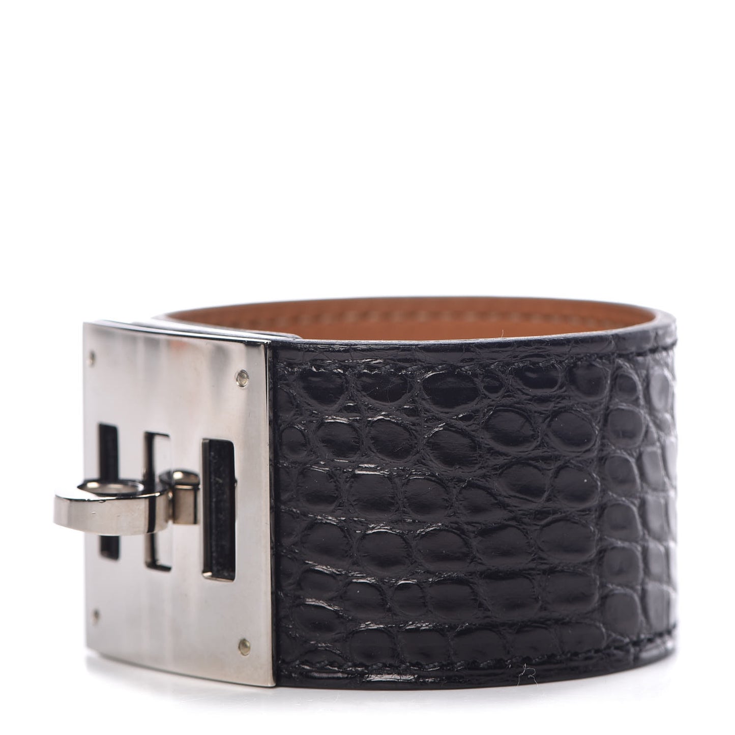 Matte Alligator Kelly Dog Cuff Black