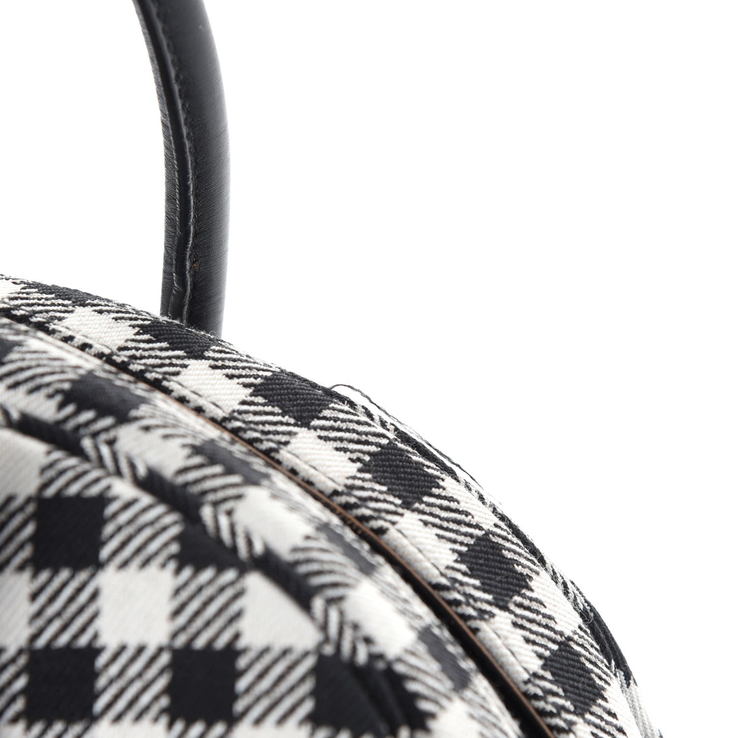 Prada Jacquard Check Vitello Vintage Vichy Bowler Bag White Black 12 of 12