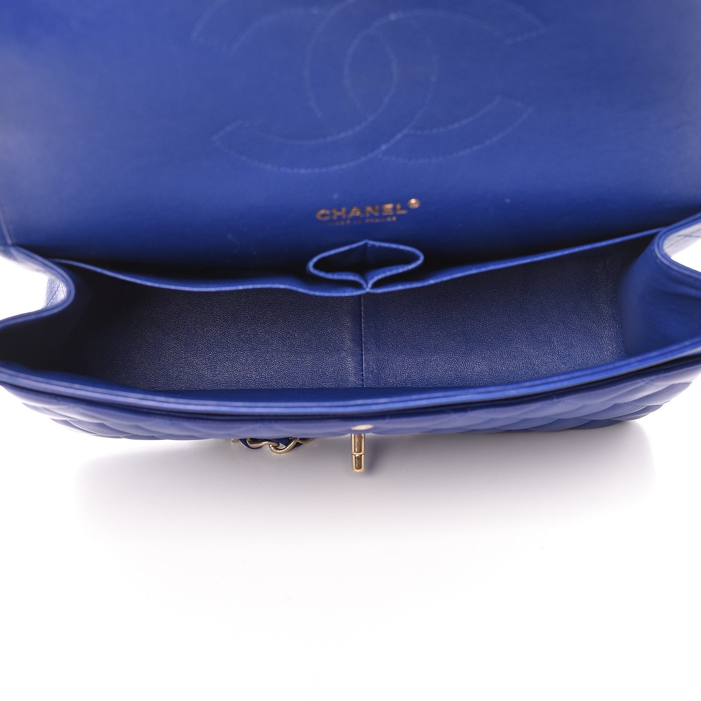 Lambskin Quilted Jumbo Double Flap Blue