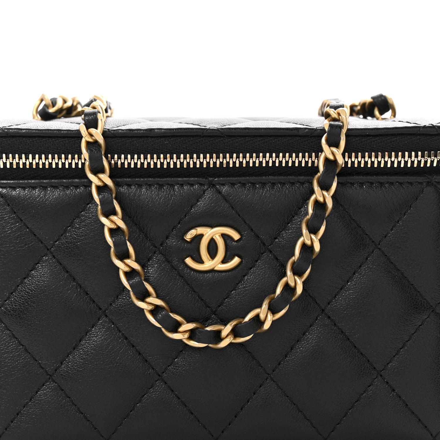 Chanel Lambskin Quilted Small Pearl Crush Vanity Case With Chain