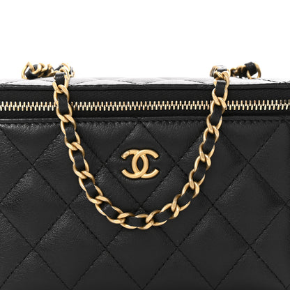Chanel Lambskin Quilted Small Pearl Crush Vanity Case With Chain Black 8 of 11