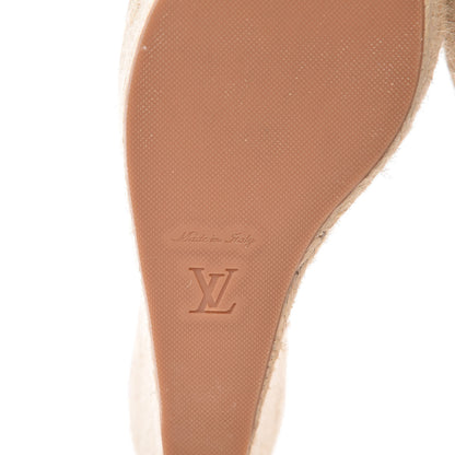Louis Vuitton Calfskin Damier Azur Espadrille Wedge Sandals 39.5 6 of 14