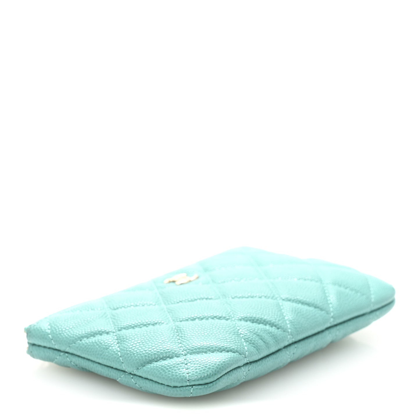 Caviar Quilted Small Cosmetic Case Turquoise