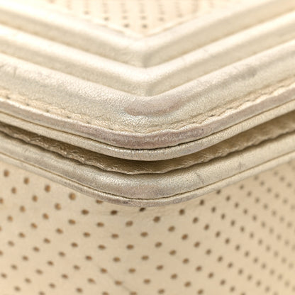 Chanel Metallic Perforated Lambskin Quilted Medium Boy Flap Gold 12 of 13