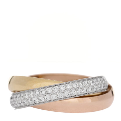 Cartier 18K White Yellow Pink Gold Diamond Small Trinity Paved Ring 47 4 1 of 5