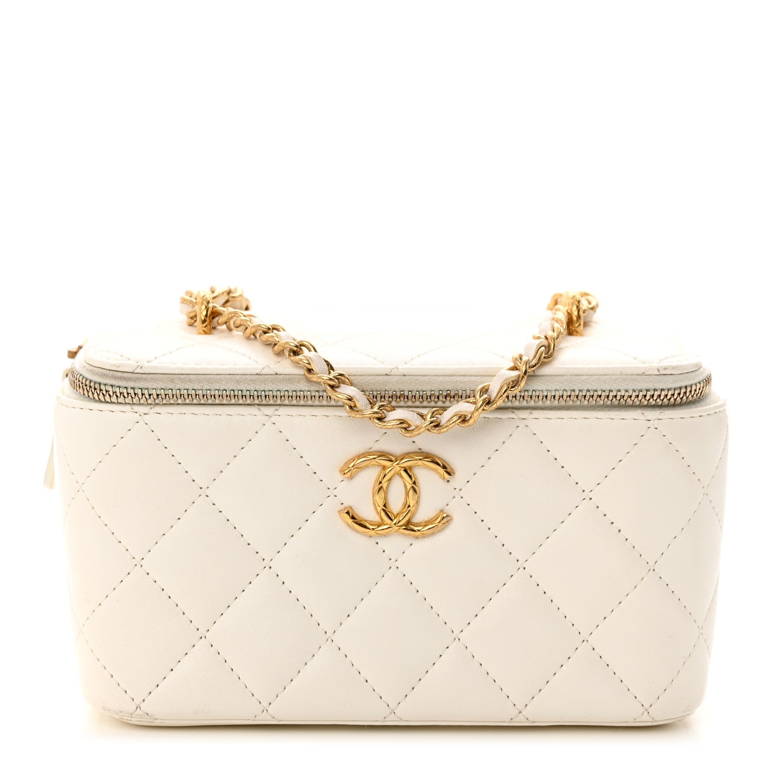 Chanel Lambskin Quilted Small CC Dynasty Vanity Case With Chain White 1 of 15
