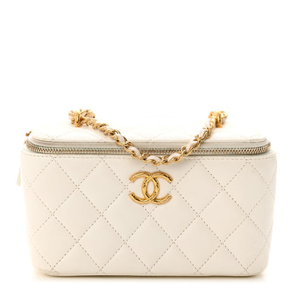 Chanel Lambskin Quilted Small CC Dynasty Vanity Case With Chain White 1 of 15