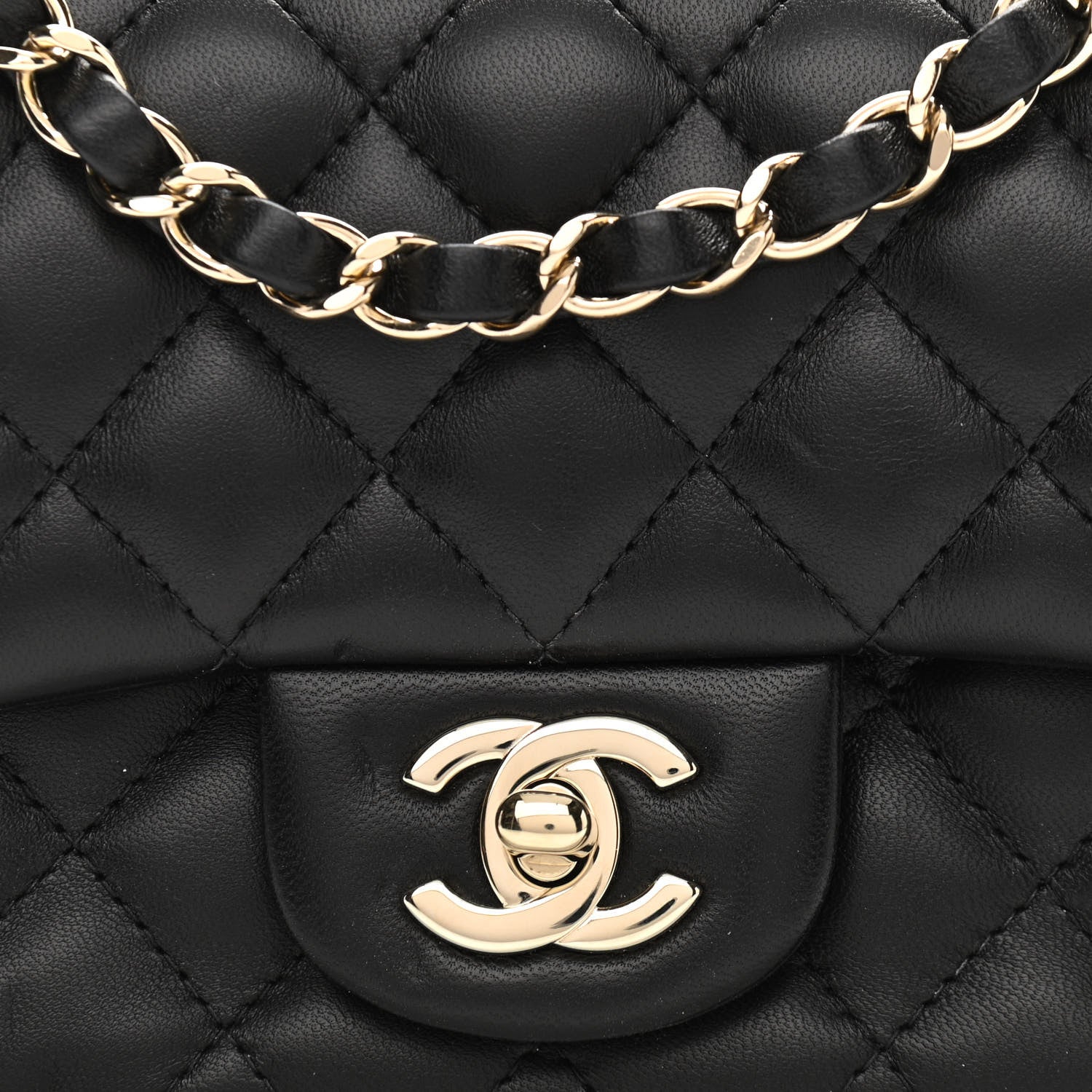 Chanel Lambskin Quilted Mini Square Flap Black 8 of 11