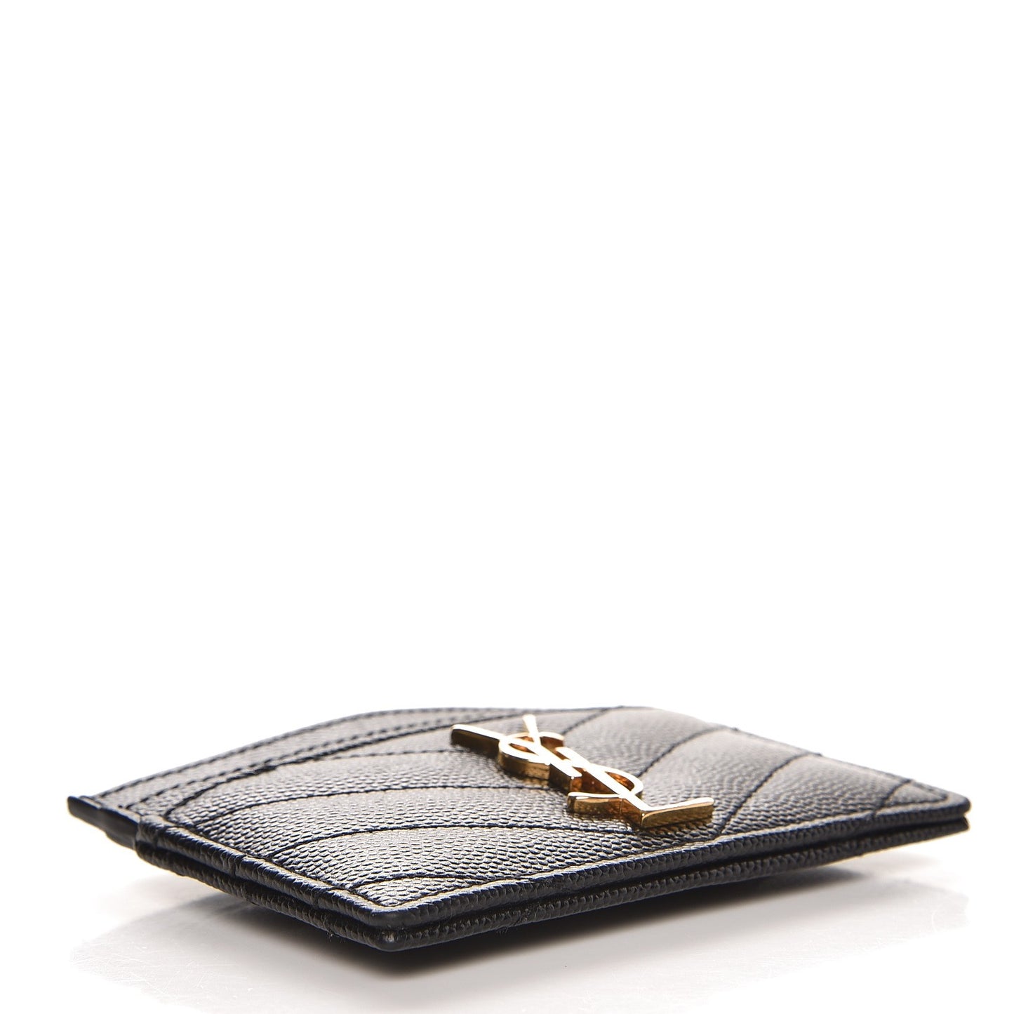 Grain De Poudre Matelasse Chevron Monogram Credit Card Case Black
