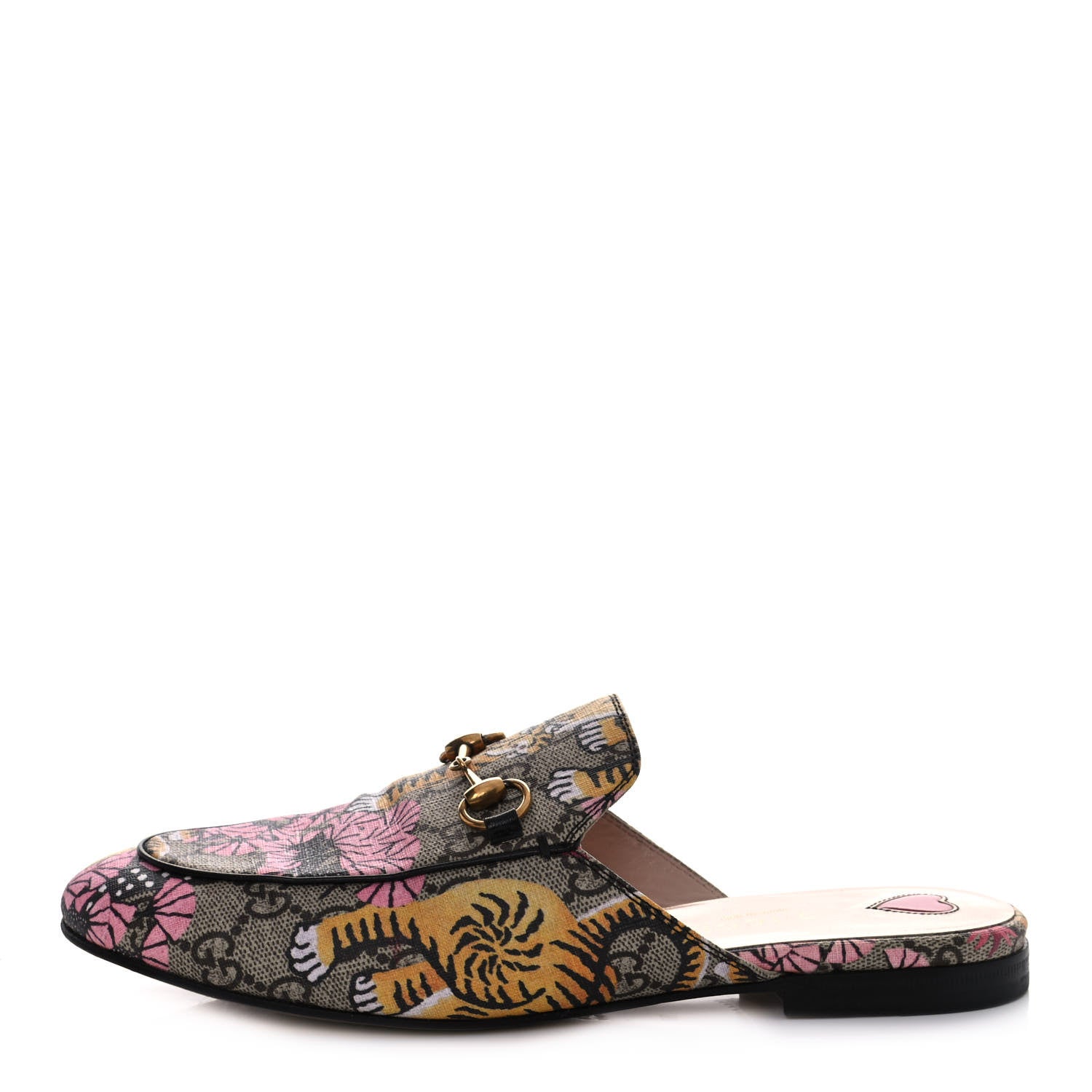 Gucci GG Supreme Monogram Bengal Womens Princetown Slippers 37 Beige Crop Pink 1 of 13