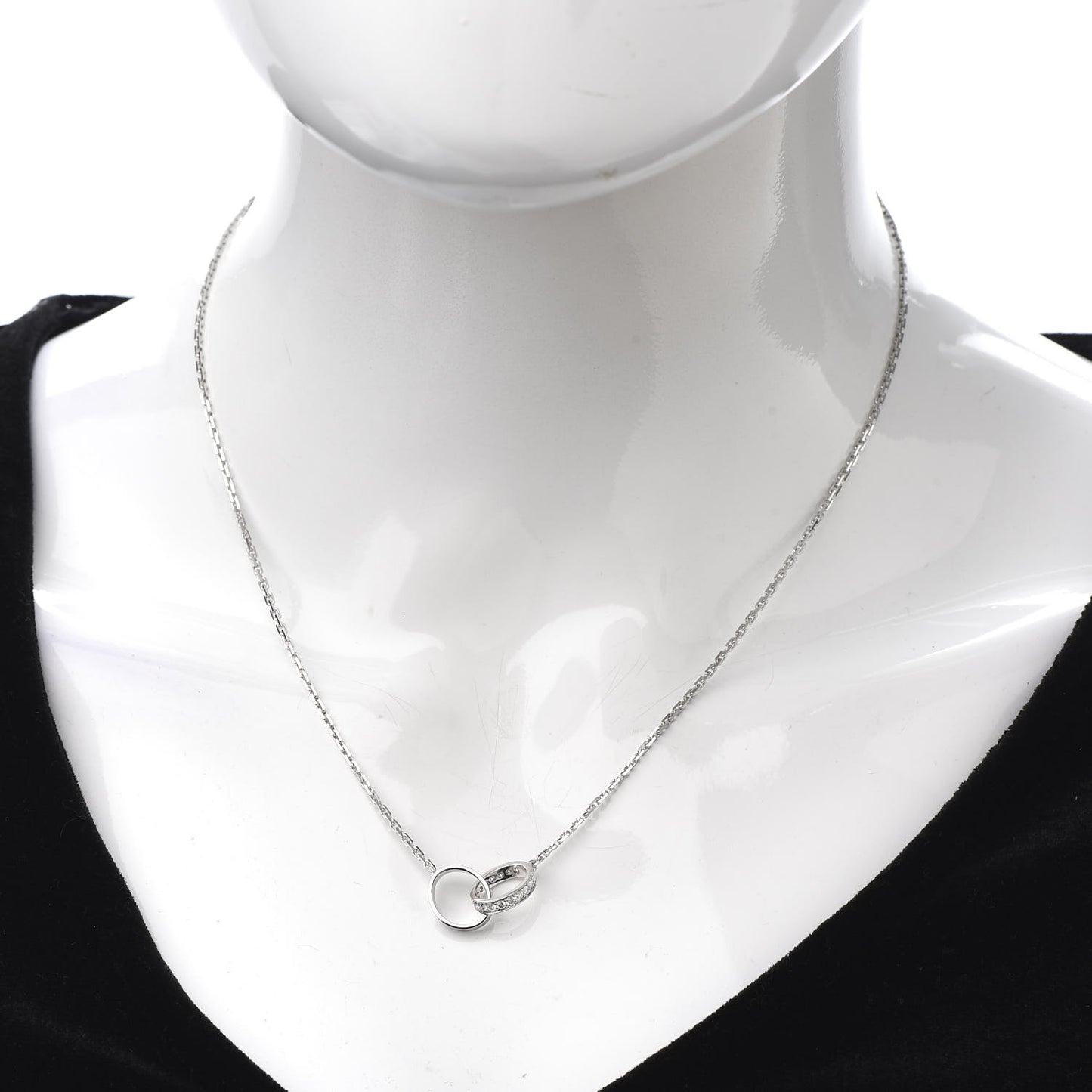 18K White Gold Diamond Interlocking LOVE Necklace