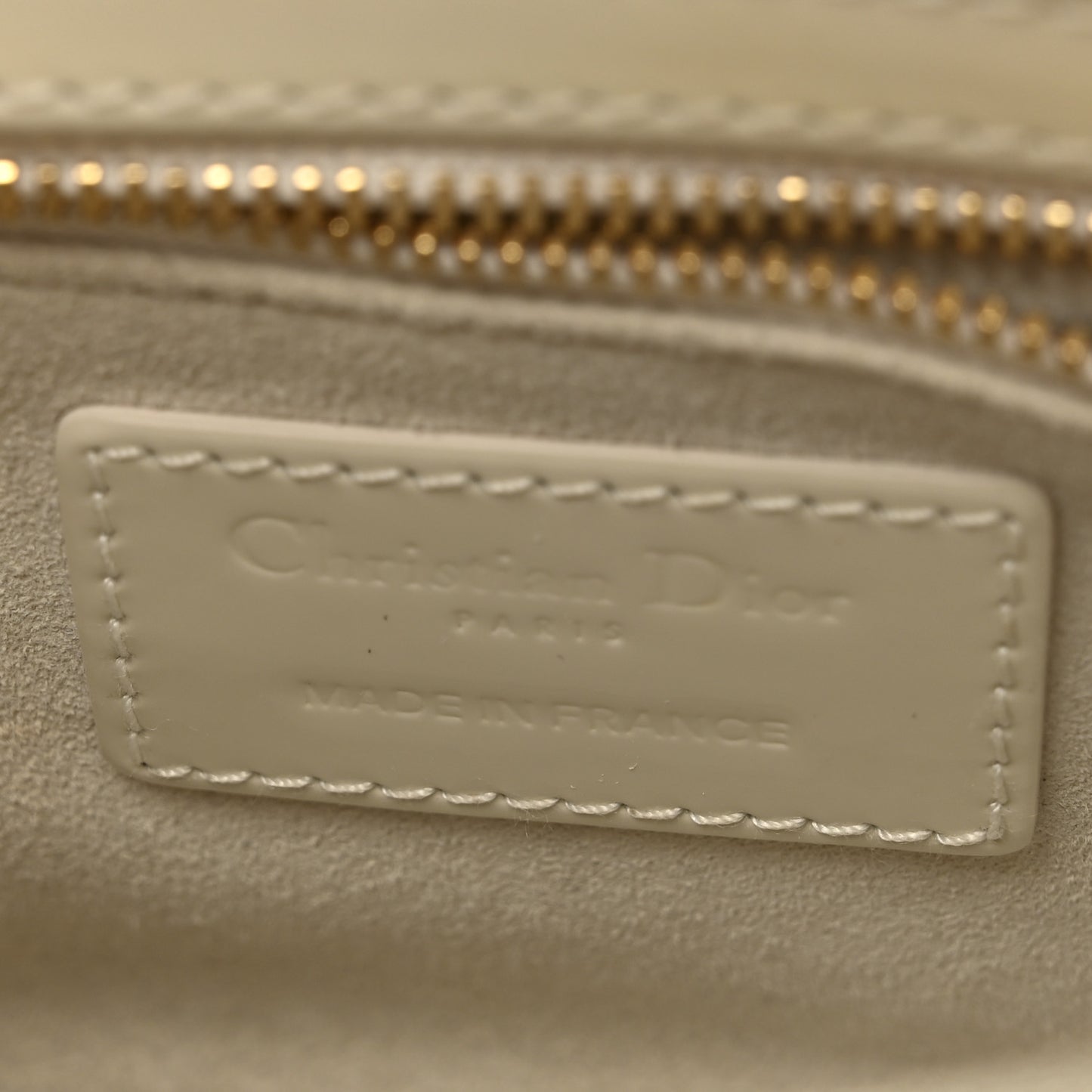 Patent Cannage Mini Lady Dior Ivory